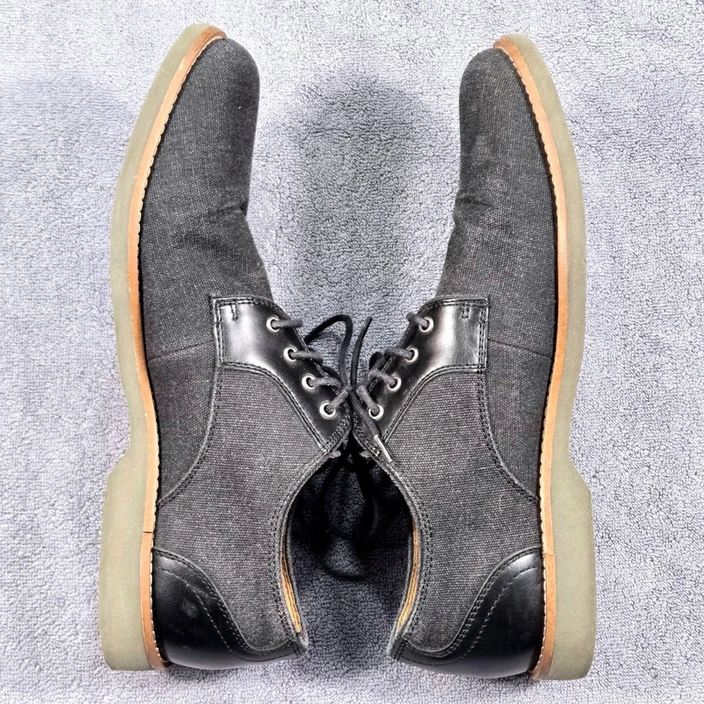 G.H. Bass & Co Men's Size 10M Black Canvas Leather Oxford Shoes Dress Casual